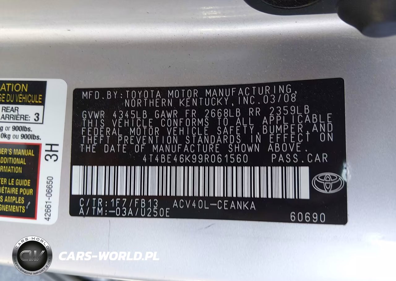 2009 Toyota Camry Le VIN:4T4BE46K99R061560 - 9