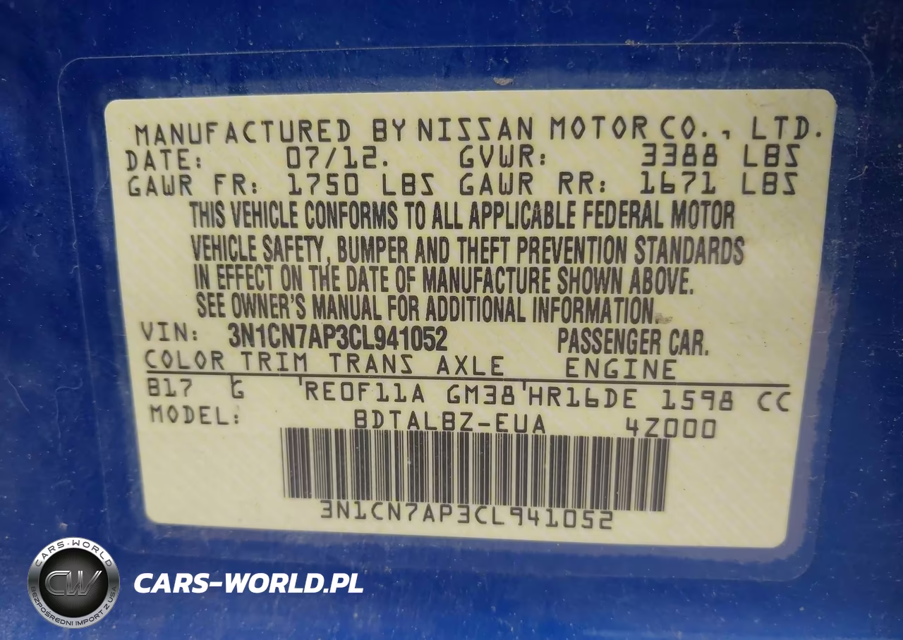 2012 Nissan Versa 1.6 Sv VIN:3N1CN7AP3CL941052 - 9