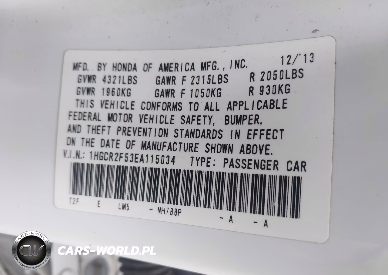 2014 Honda Accord Sport VIN:1HGCR2F53EA115034 - 9