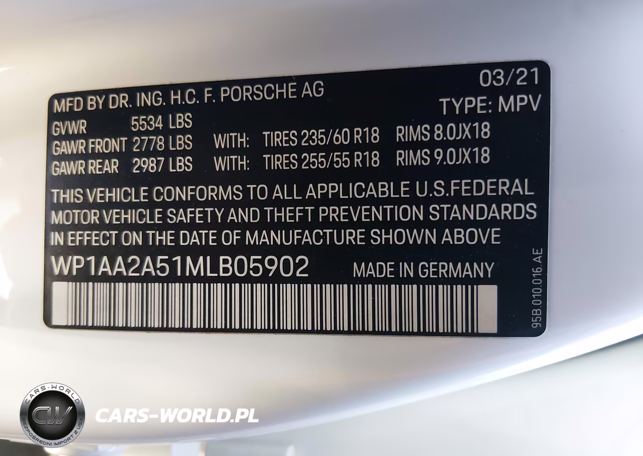 2021 Porsche Macan VIN:WP1AA2A51MLB05902 - 9