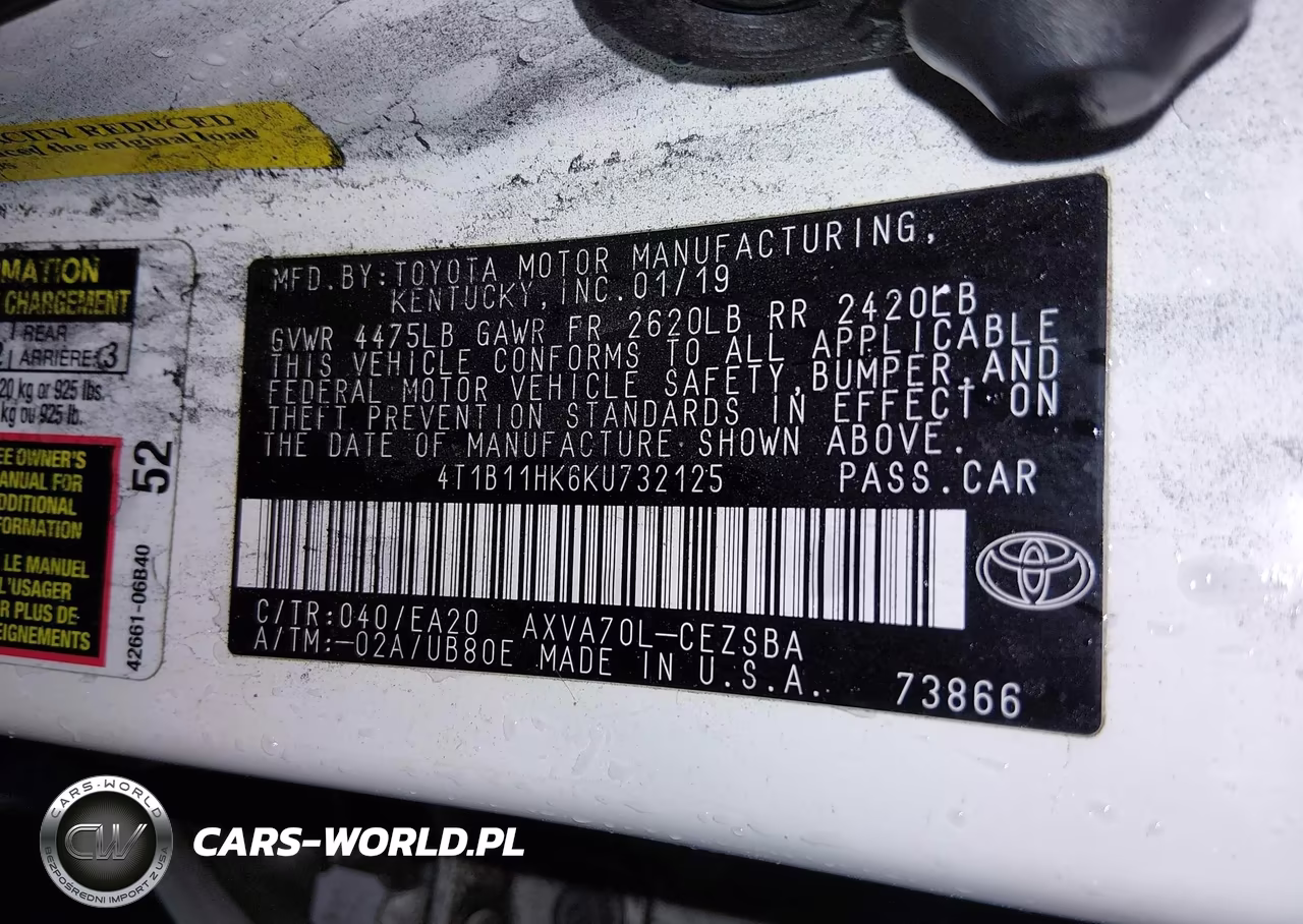2019 Toyota Camry Se VIN:4T1B11HK6KU732125 - 9
