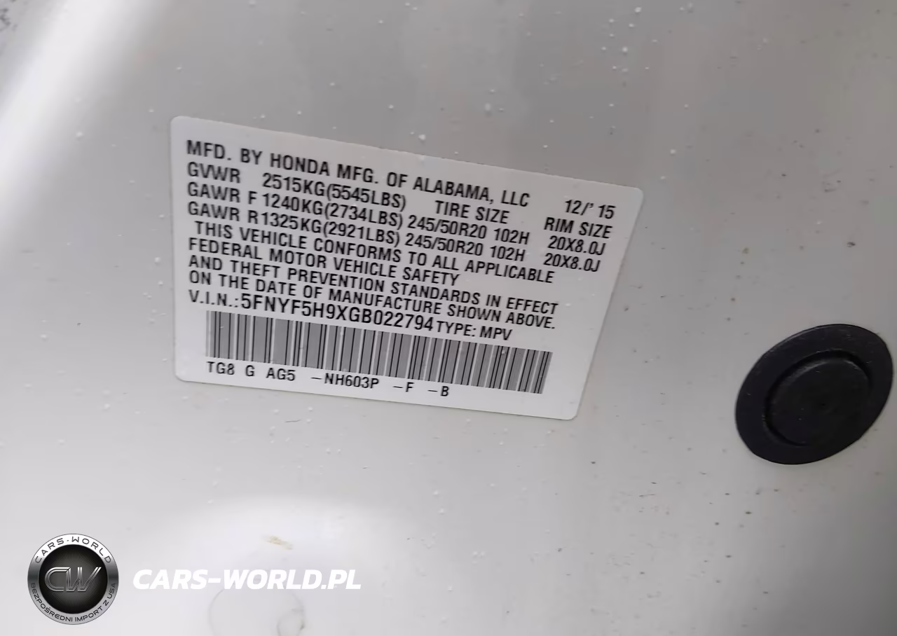2016 Honda Pilot Touring VIN:5FNYF5H9XGB022794 - 9