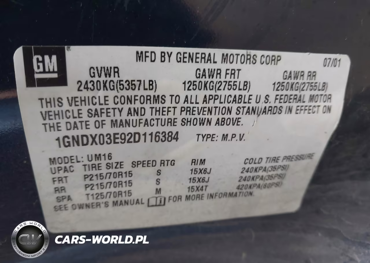 2002 Chevrolet Venture Ls VIN:1GNDX03E92D116384 - 9