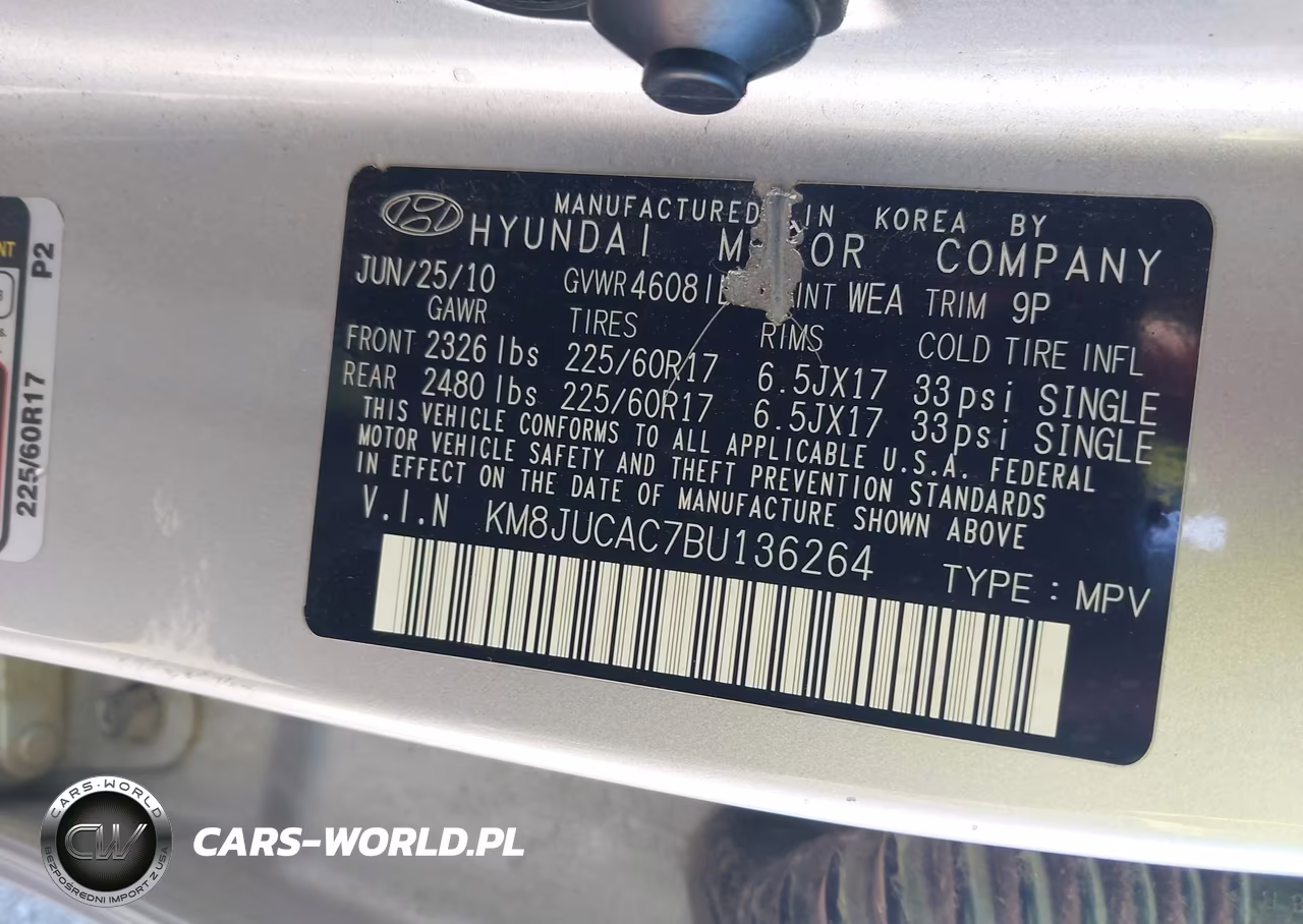 2011 Hyundai Tucson Gls VIN:KM8JUCAC7BU136264 - 9