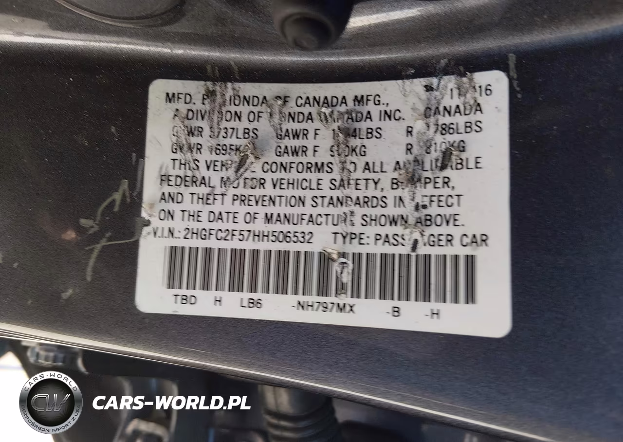 2017 Honda Civic Lx VIN:2HGFC2F57HH506532 - 17