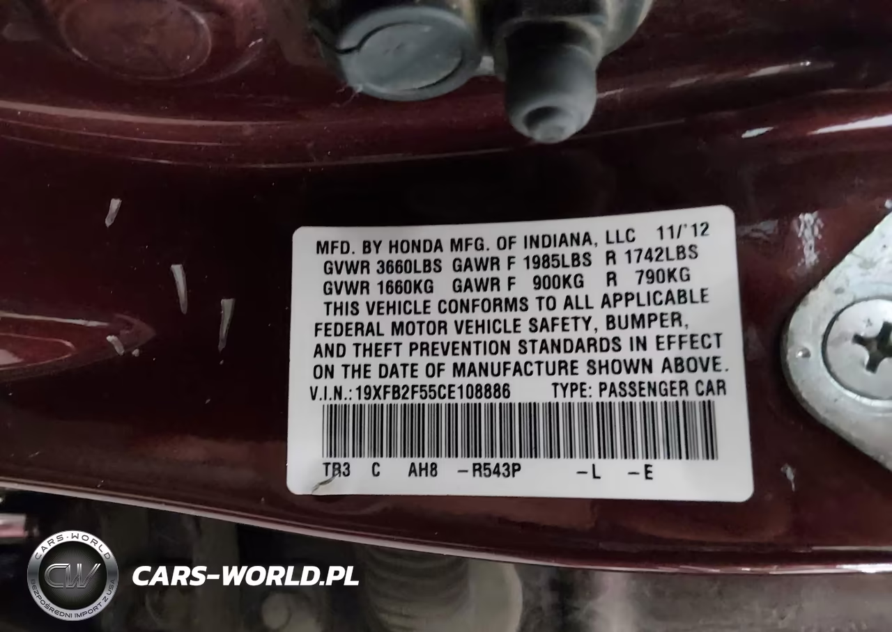 2012 Honda Civic Lx VIN:19XFB2F55CE108886 - 9