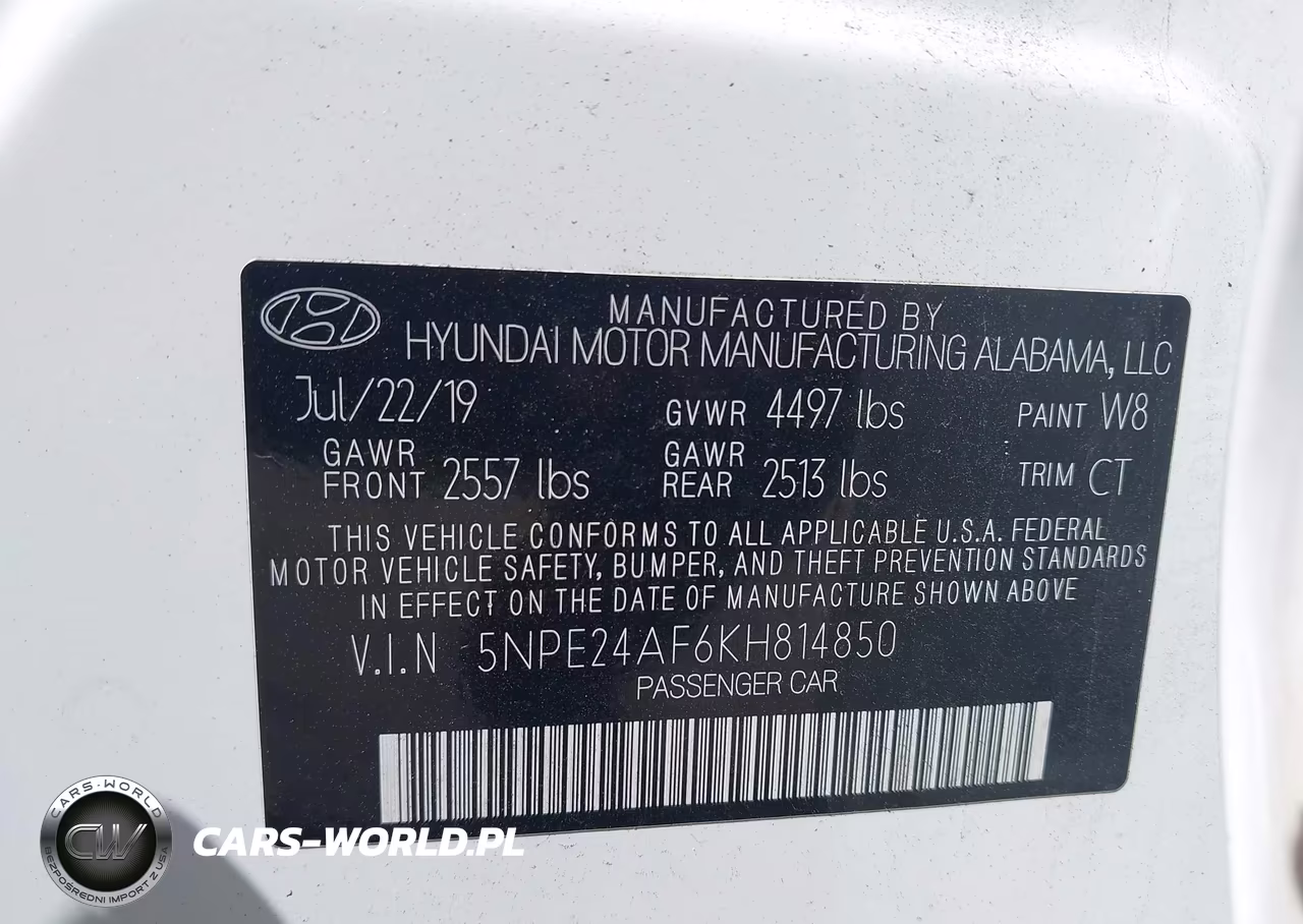 2019 Hyundai Sonata Se VIN:5NPE24AF6KH814850 - 9