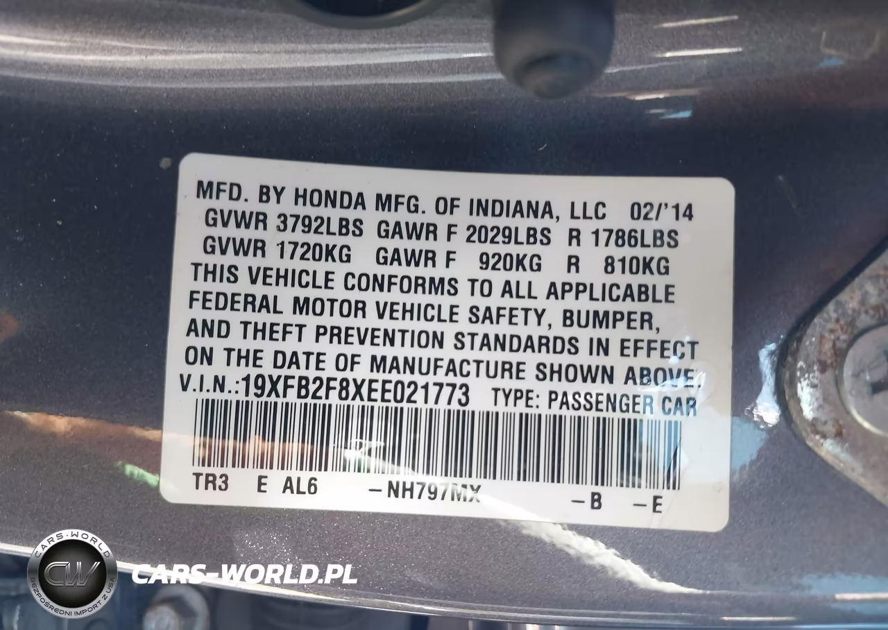 2014 Honda Civic Ex VIN:19XFB2F8XEE021773 - 9