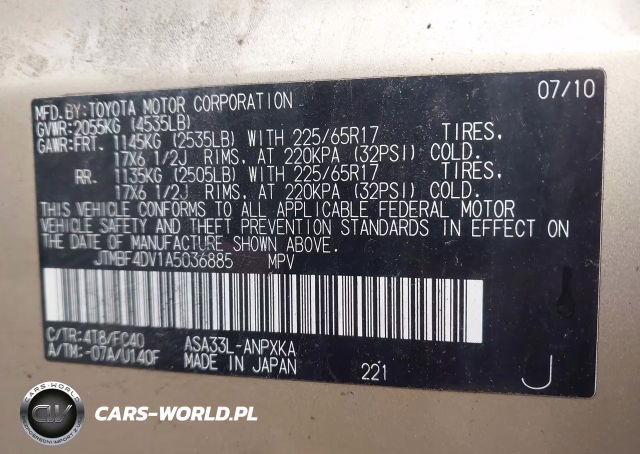 2010 Toyota Rav4 VIN:JTMBF4DV1A5036885 - 9