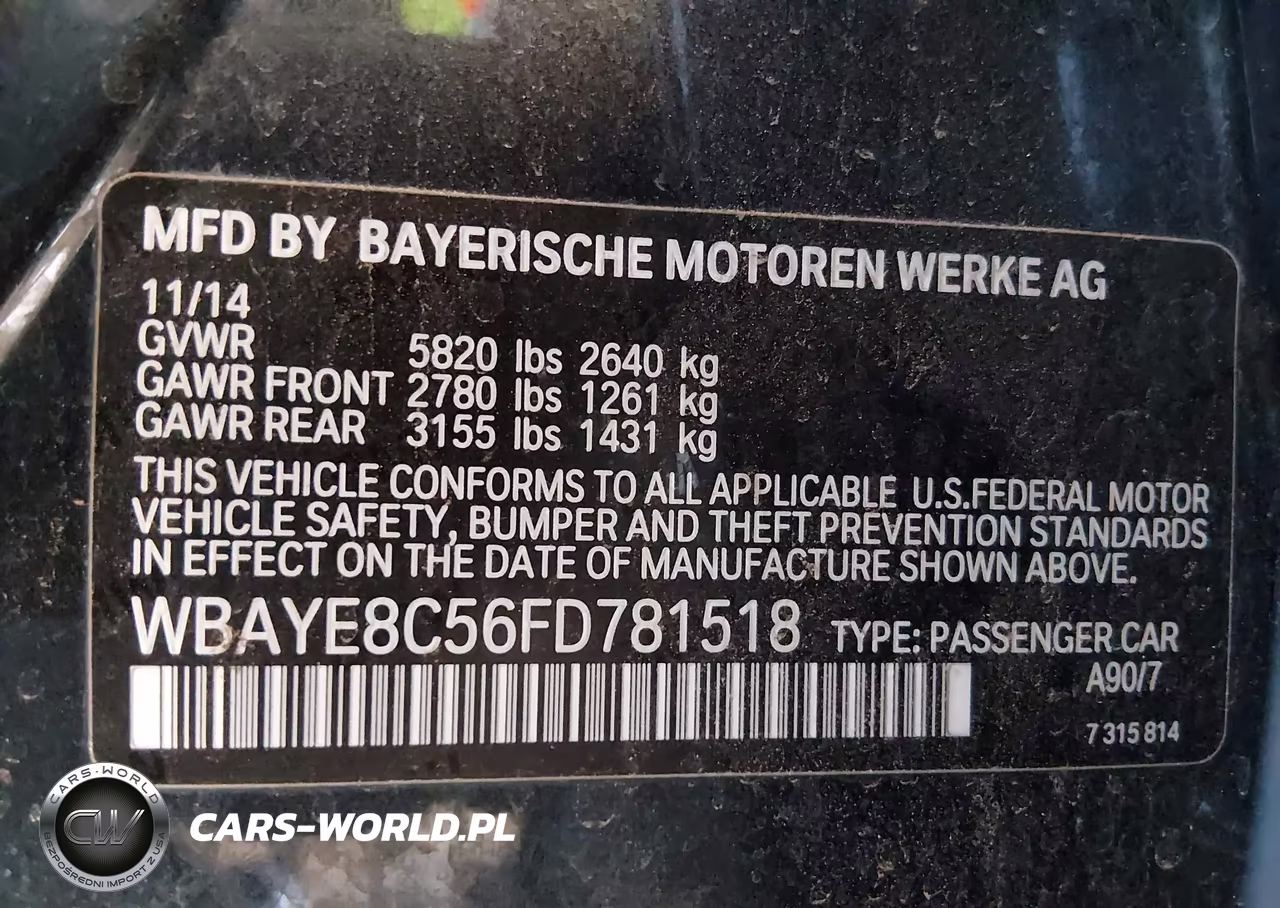2015 BMW 750Li VIN:WBAYE8C56FD781518 - 9