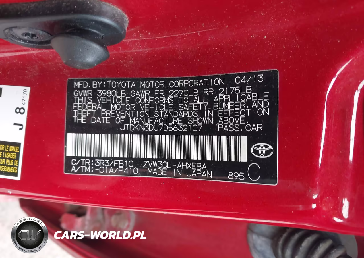 2013 Toyota Prius Two VIN:JTDKN3DU7D5632107 - 9