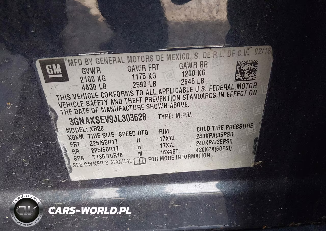 2018 Chevrolet Equinox Lt VIN:3GNAXSEV9JL303628 - 9