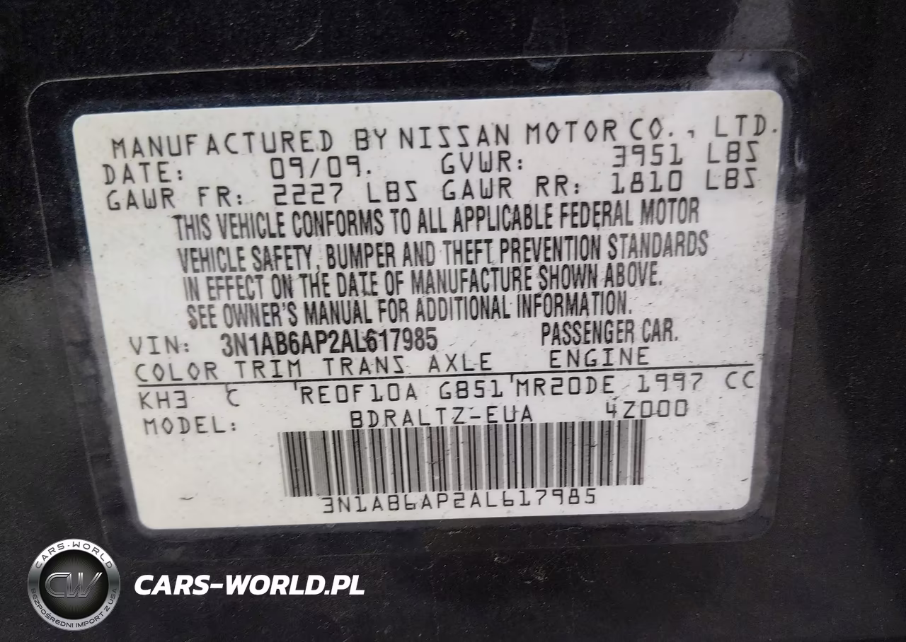 2010 Nissan Sentra 2.0S VIN:3N1AB6AP2AL617985 - 9