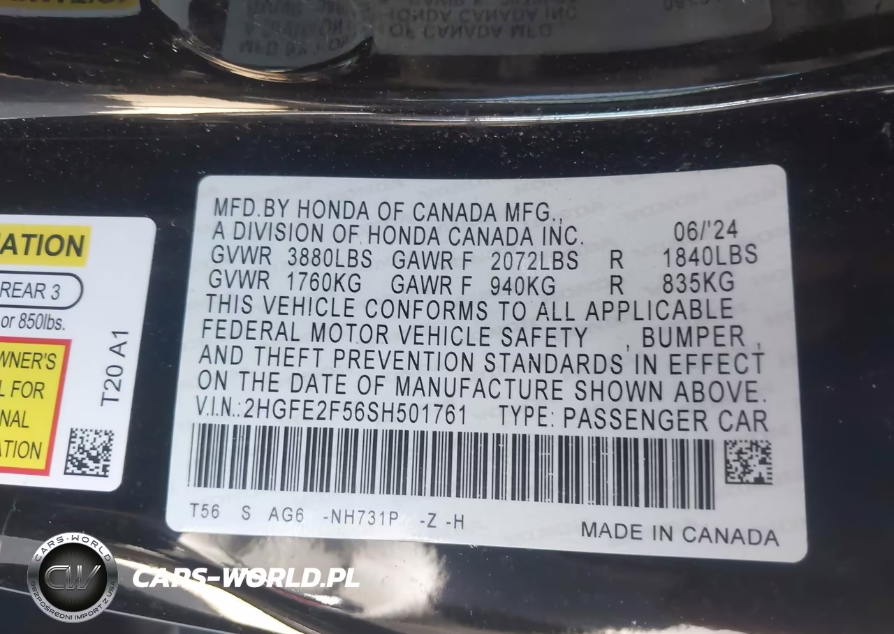 2025 Honda Civic Sport VIN:2HGFE2F56SH501761 - 9