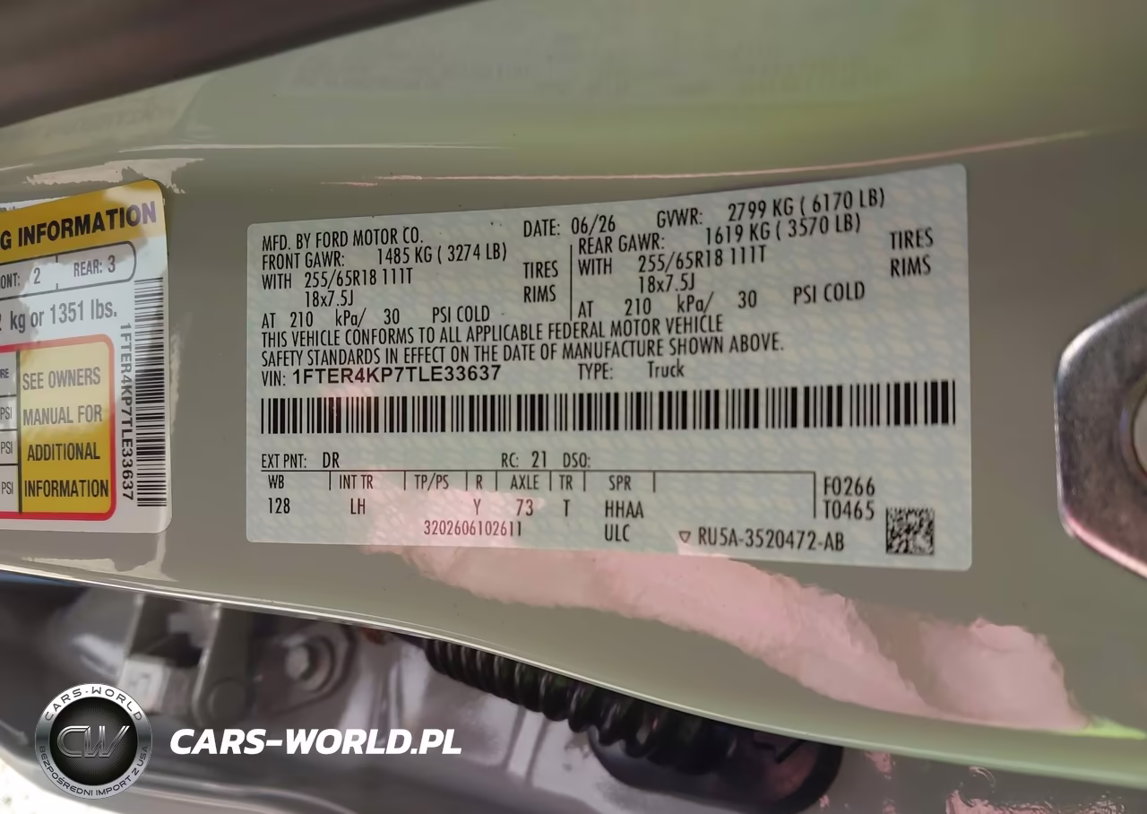 2026 Ford Ranger Lariat VIN:1FTER4KP7TLE33637 - 9