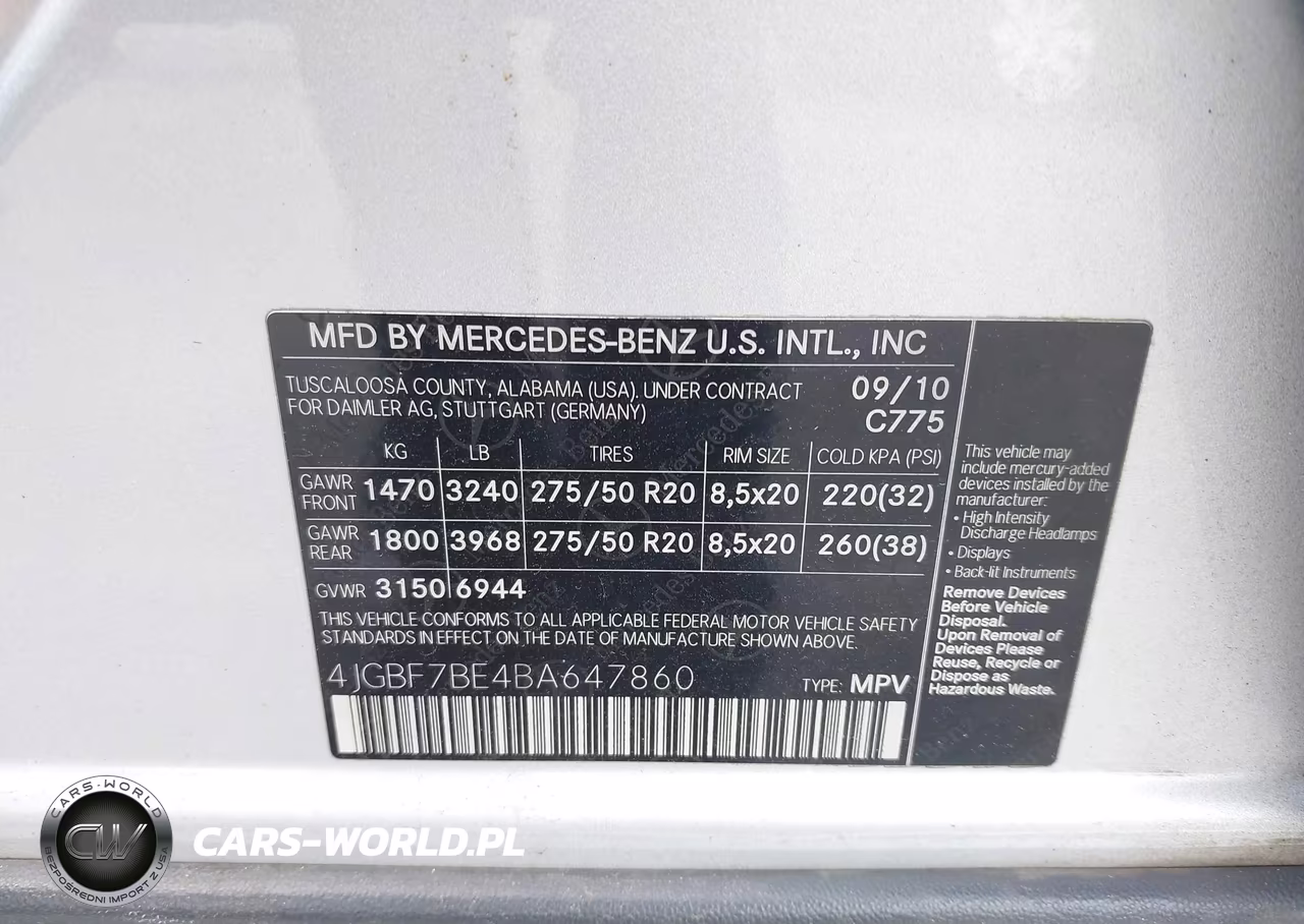 2011 Mercedes-Benz Gl 450 4Matic VIN:4JGBF7BE4BA647860 - 9