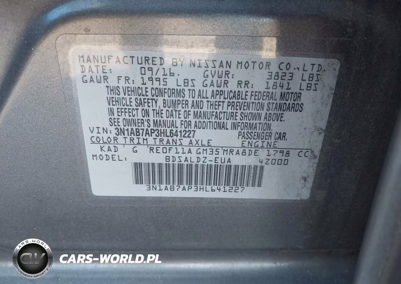 2017 Nissan Sentra Sv VIN:3N1AB7AP3HL641227 - 9