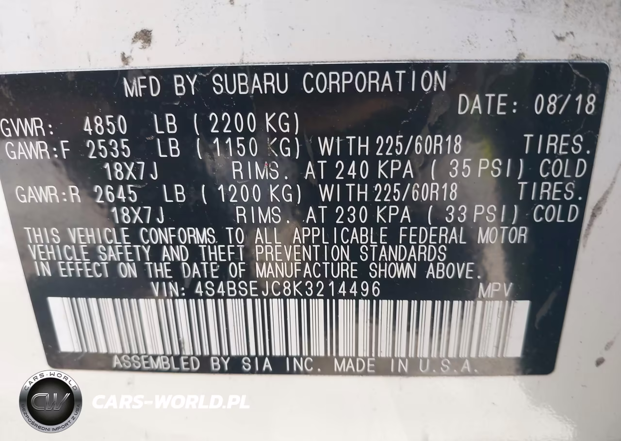 2019 Subaru Outback 3.6R Limited VIN:4S4BSEJC8K3214496 - 9