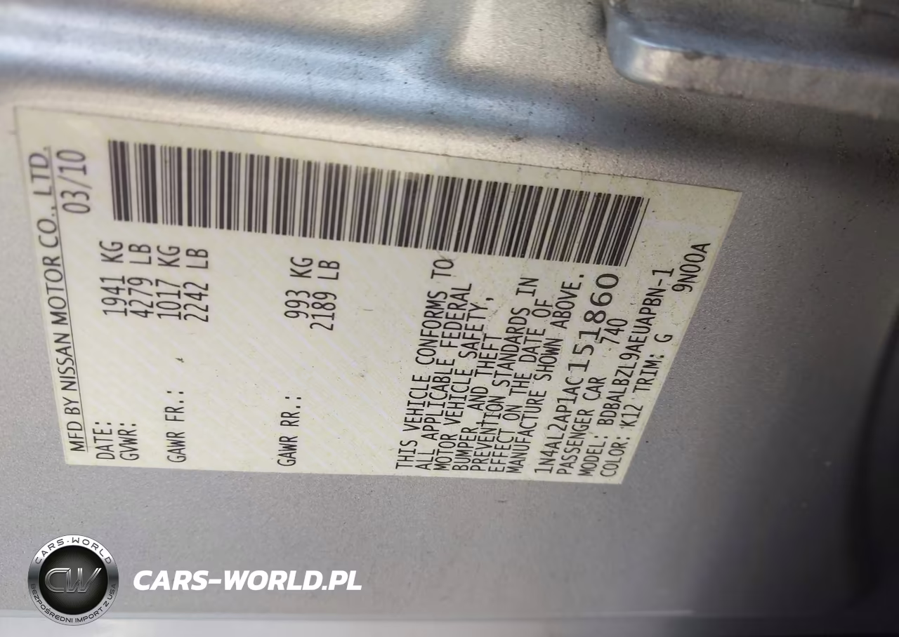 2010 Nissan Altima 2.5 S VIN:1N4AL2AP1AC151860 - 9