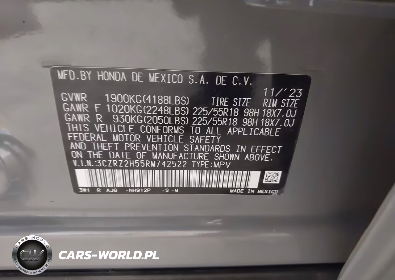 2024 Honda Hr-V Awd Sport-Awd Sport W-O Bsi VIN:3CZRZ2H55RM742522 - 9