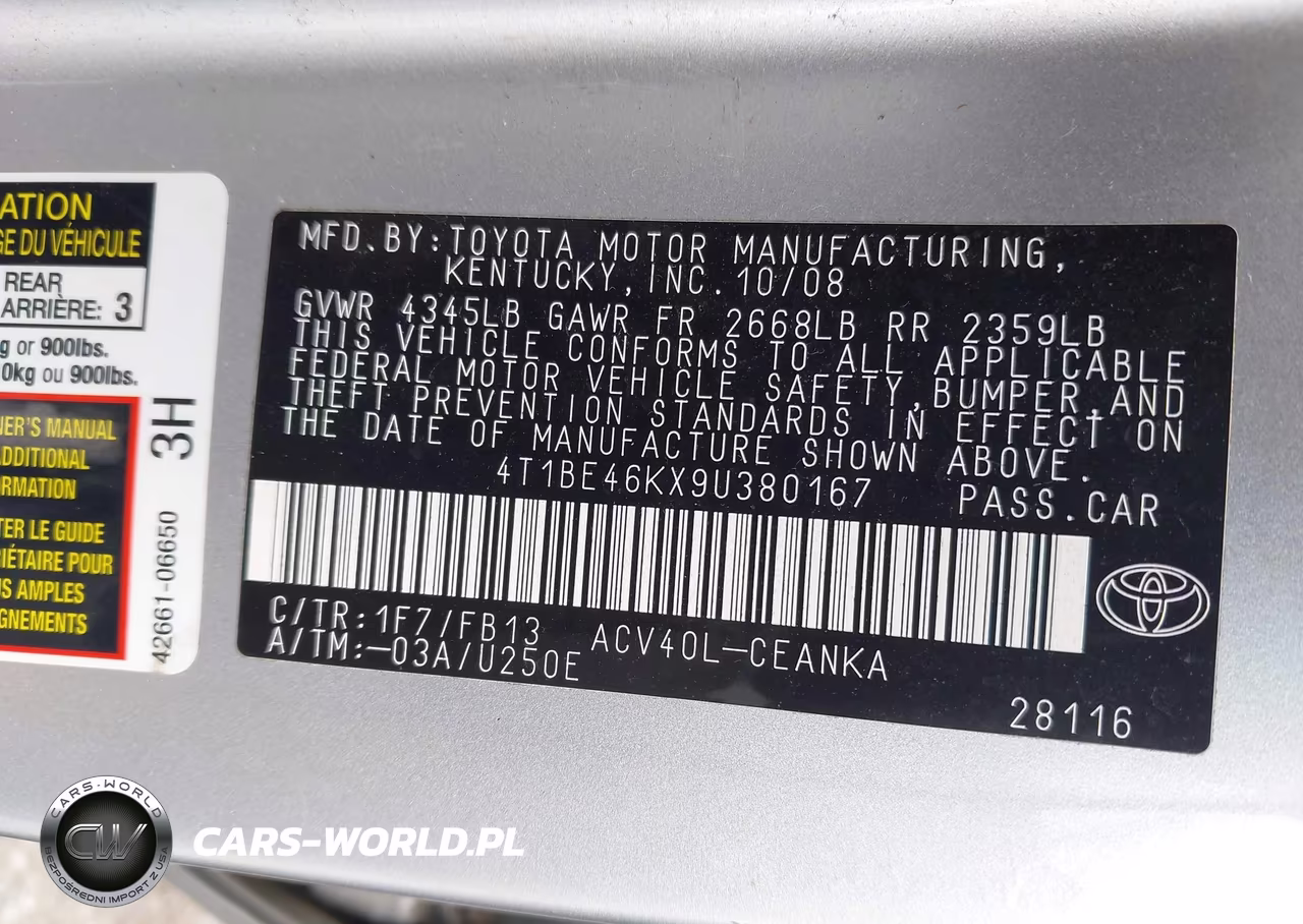 2009 Toyota Camry Se-Le-Xle VIN:4T1BE46KX9U380167 - 9
