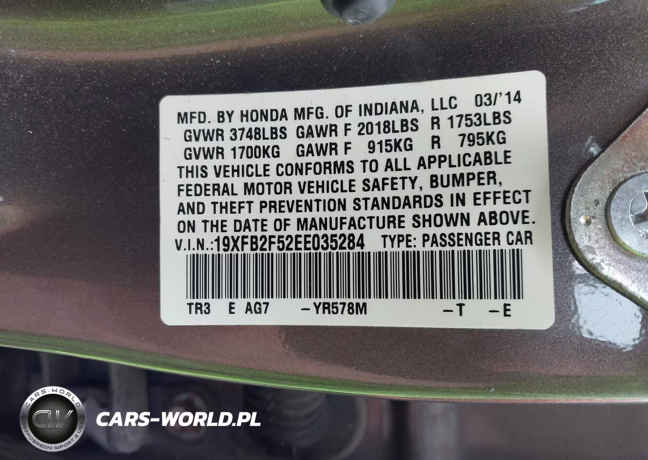 2014 Honda Civic Lx VIN:19XFB2F52EE035284 - 9