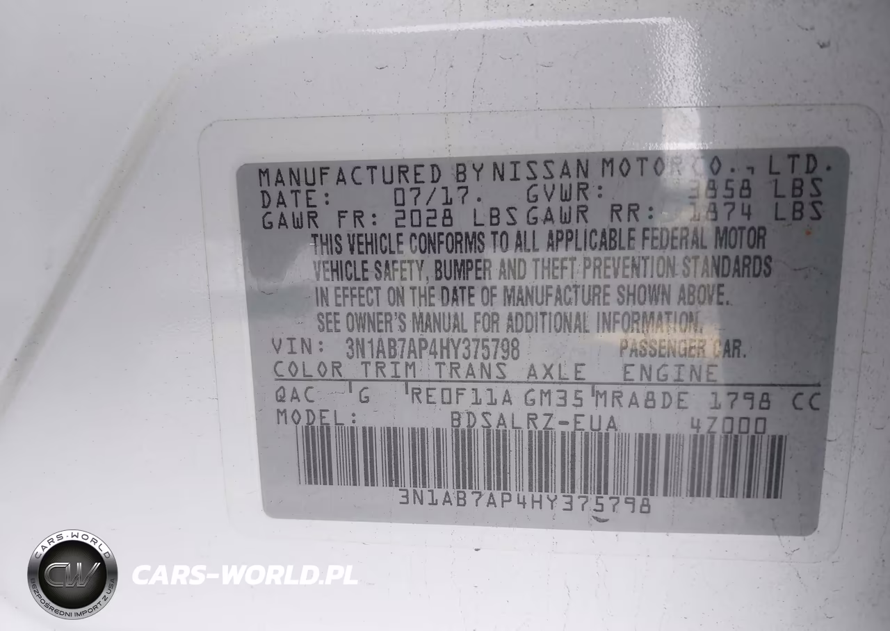 2017 Nissan Sentra Sr VIN:3N1AB7AP4HY375798 - 9