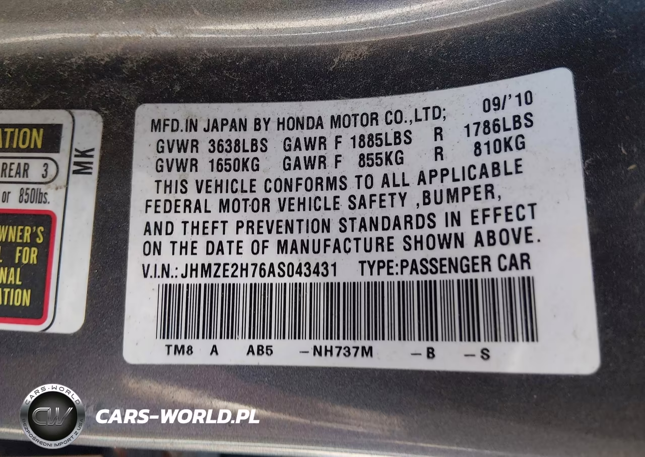 2010 Honda Insight Ex VIN:JHMZE2H76AS043431 - 9