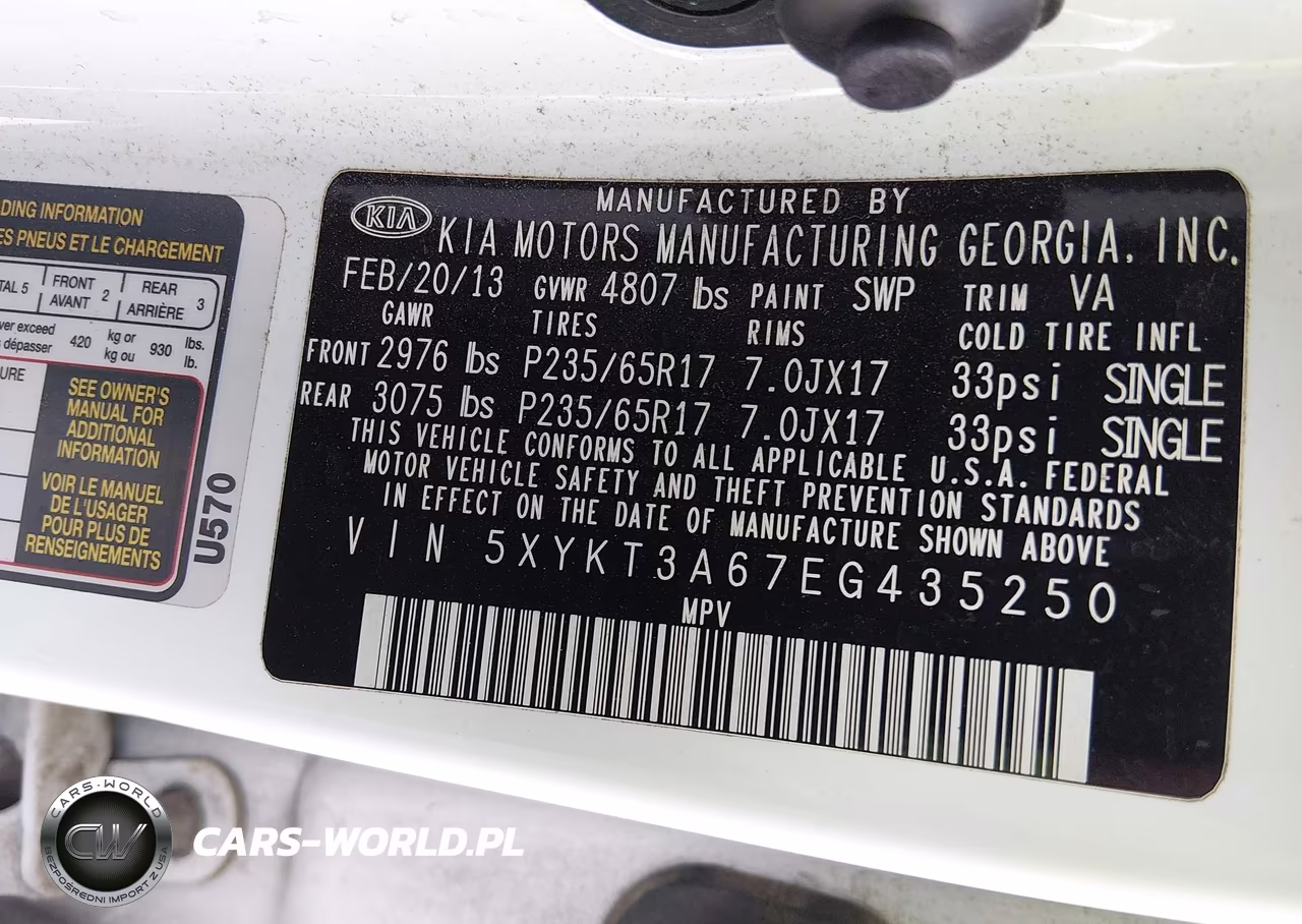 2014 Kia Sorento Lx VIN:5XYKT3A67EG435250 - 9