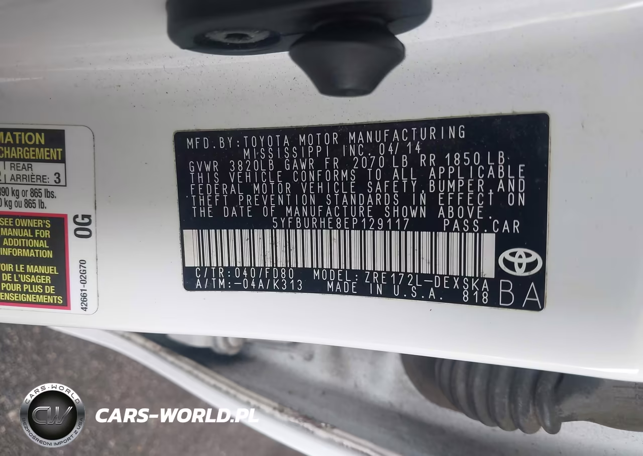 2014 Toyota Corolla S VIN:5YFBURHE8EP129117 - 9