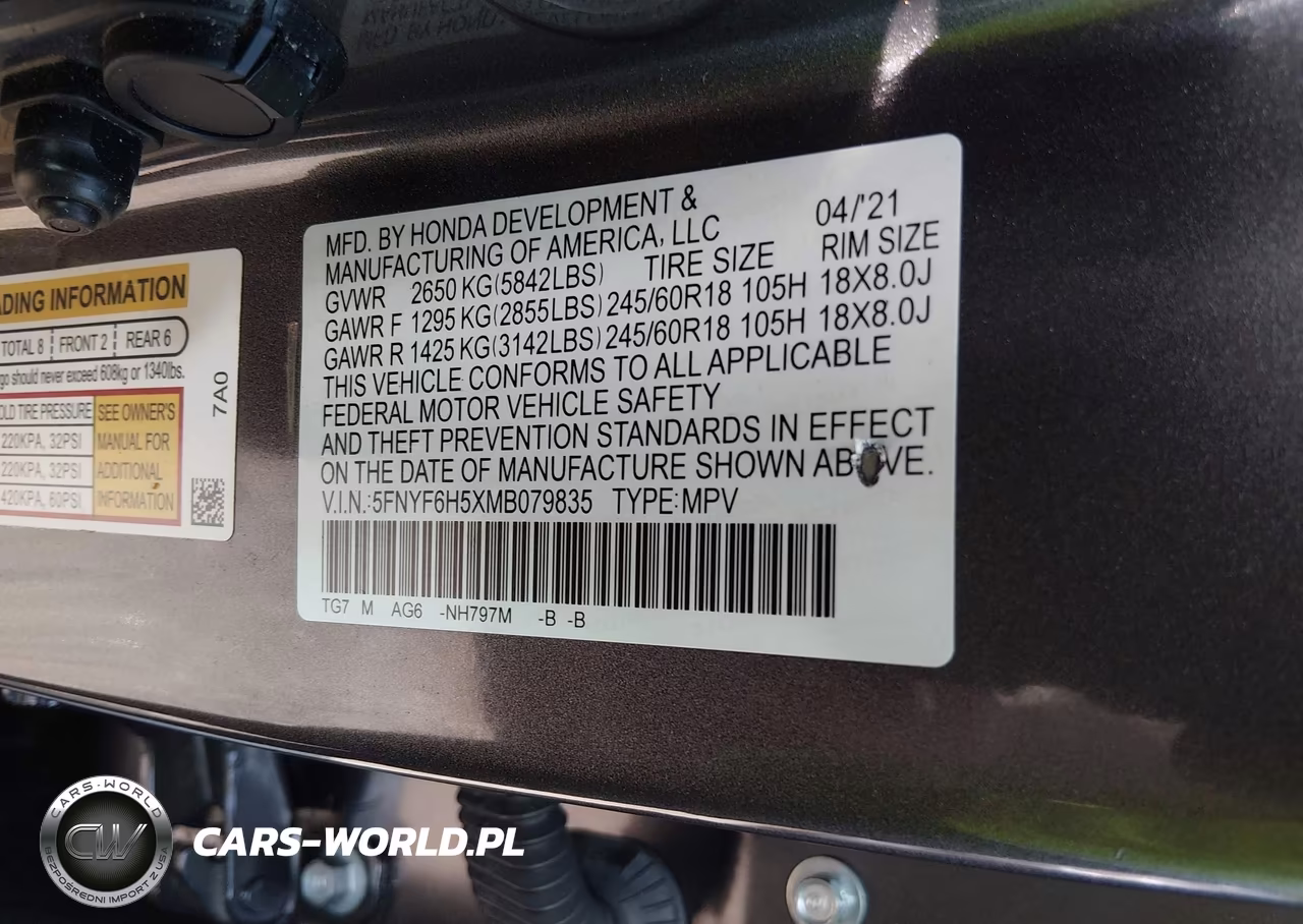 2021 Honda Pilot Awd Ex-L VIN:5FNYF6H5XMB079835 - 9