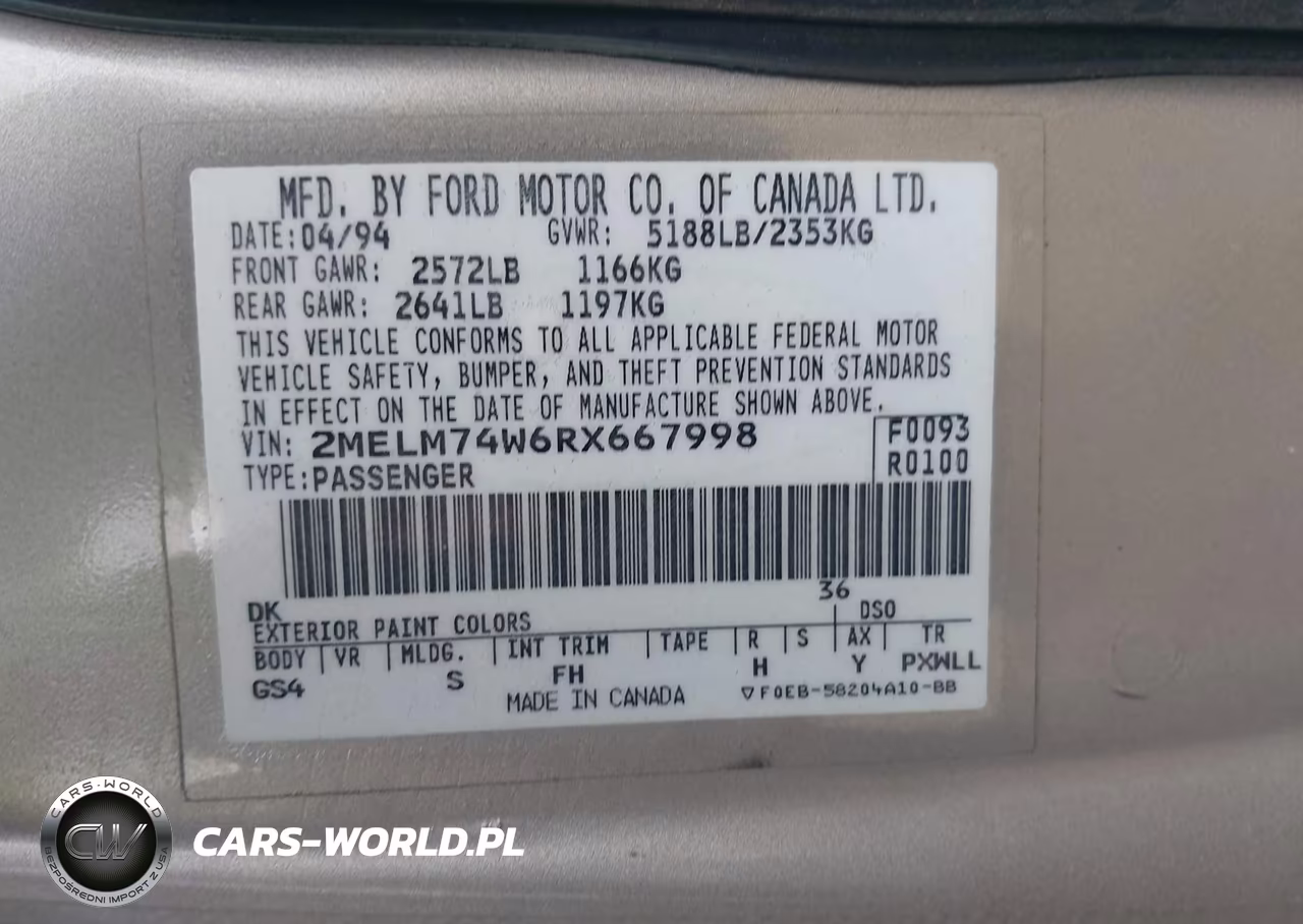 1994 Mercury Grand Marquis Gs VIN:2MELM74W6RX667998 - 9