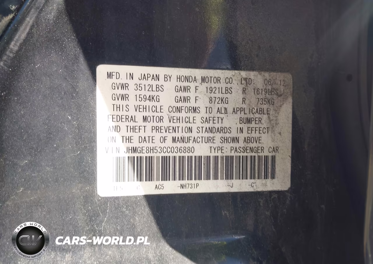 2012 Honda Fit Sport VIN:JHMGE8H53CC036880 - 9