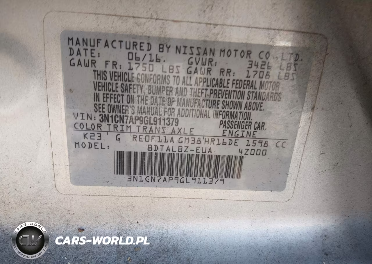 2016 Nissan Versa 1.6 Sv VIN:3N1CN7AP9GL911379 - 9