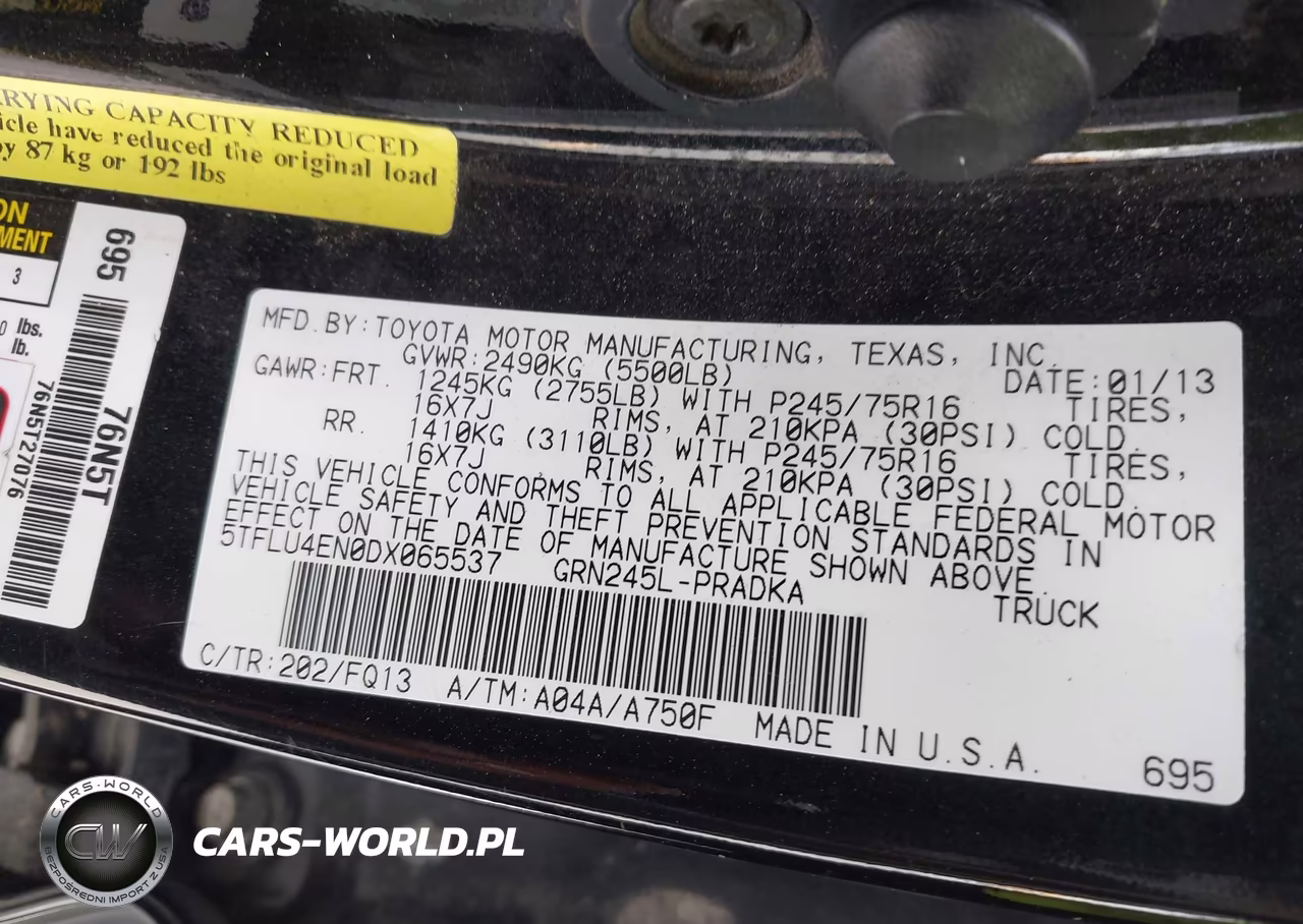 2013 Toyota Tacoma Base V6 VIN:5TFLU4EN0DX065537 - 9