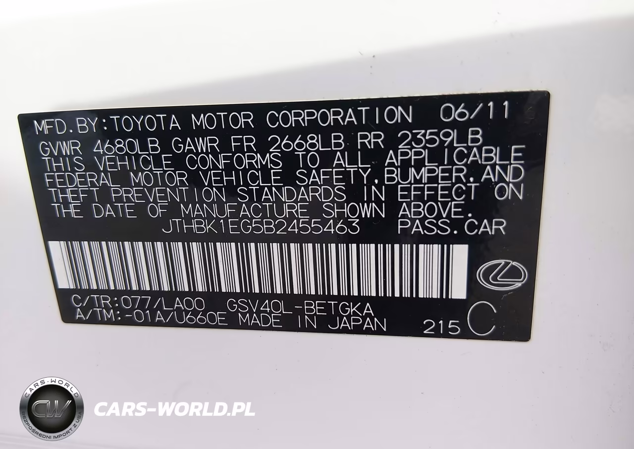 2011 Lexus Es 350 VIN:JTHBK1EG5B2455463 - 9