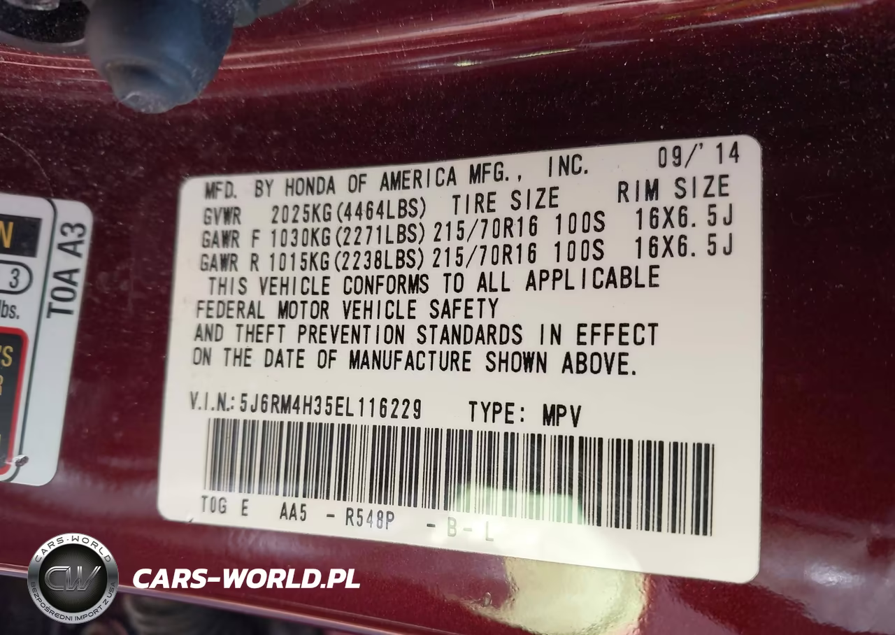 2014 Honda Cr-V Lx VIN:5J6RM4H35EL116229 - 9