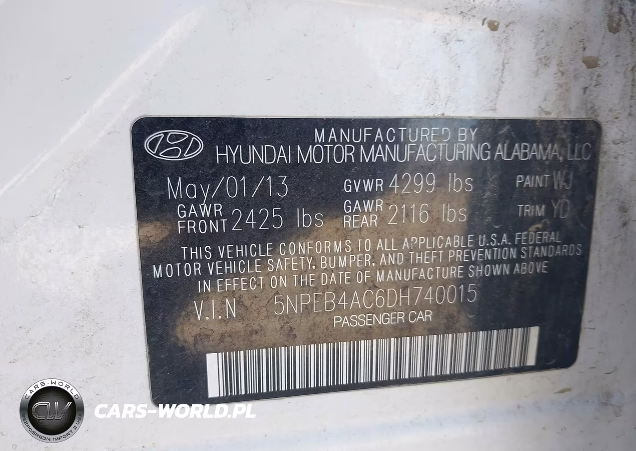 2013 Hyundai Sonata Gls VIN:5NPEB4AC6DH740015 - 9