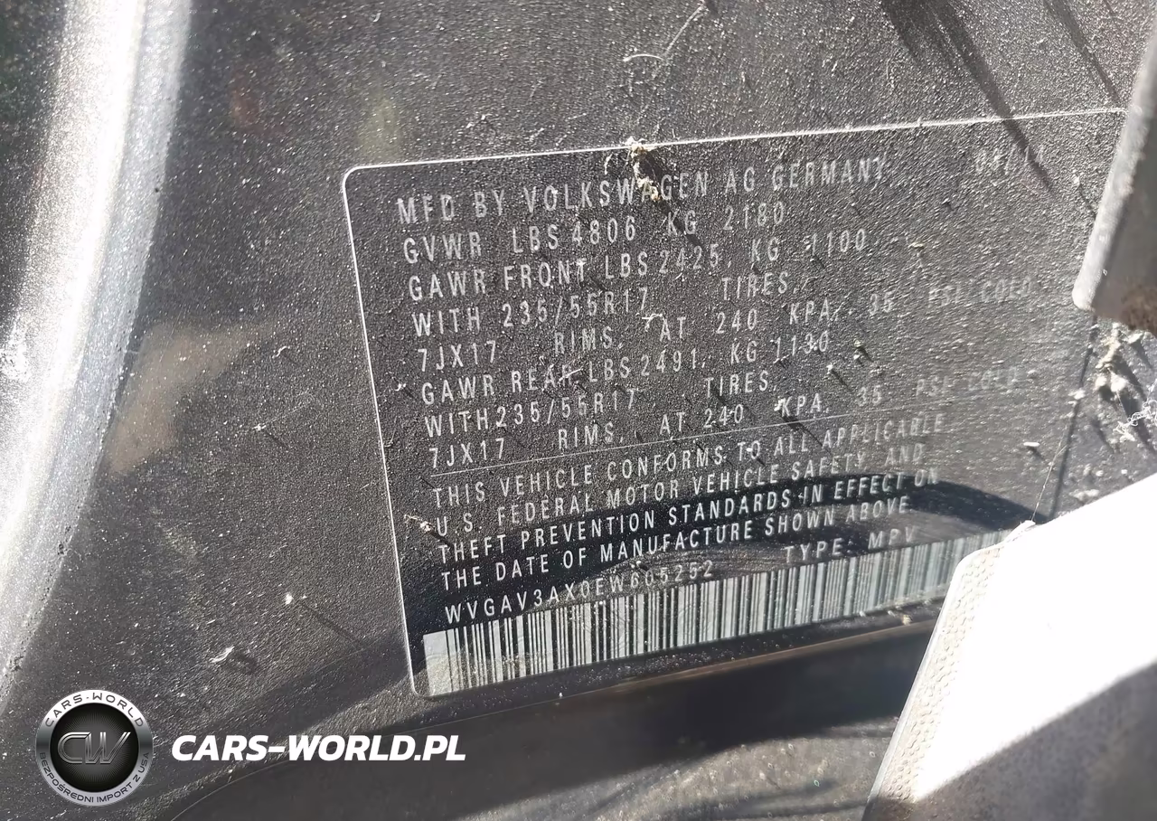 2014 Volkswagen Tiguan Se VIN:WVGAV3AX0EW605252 - 9
