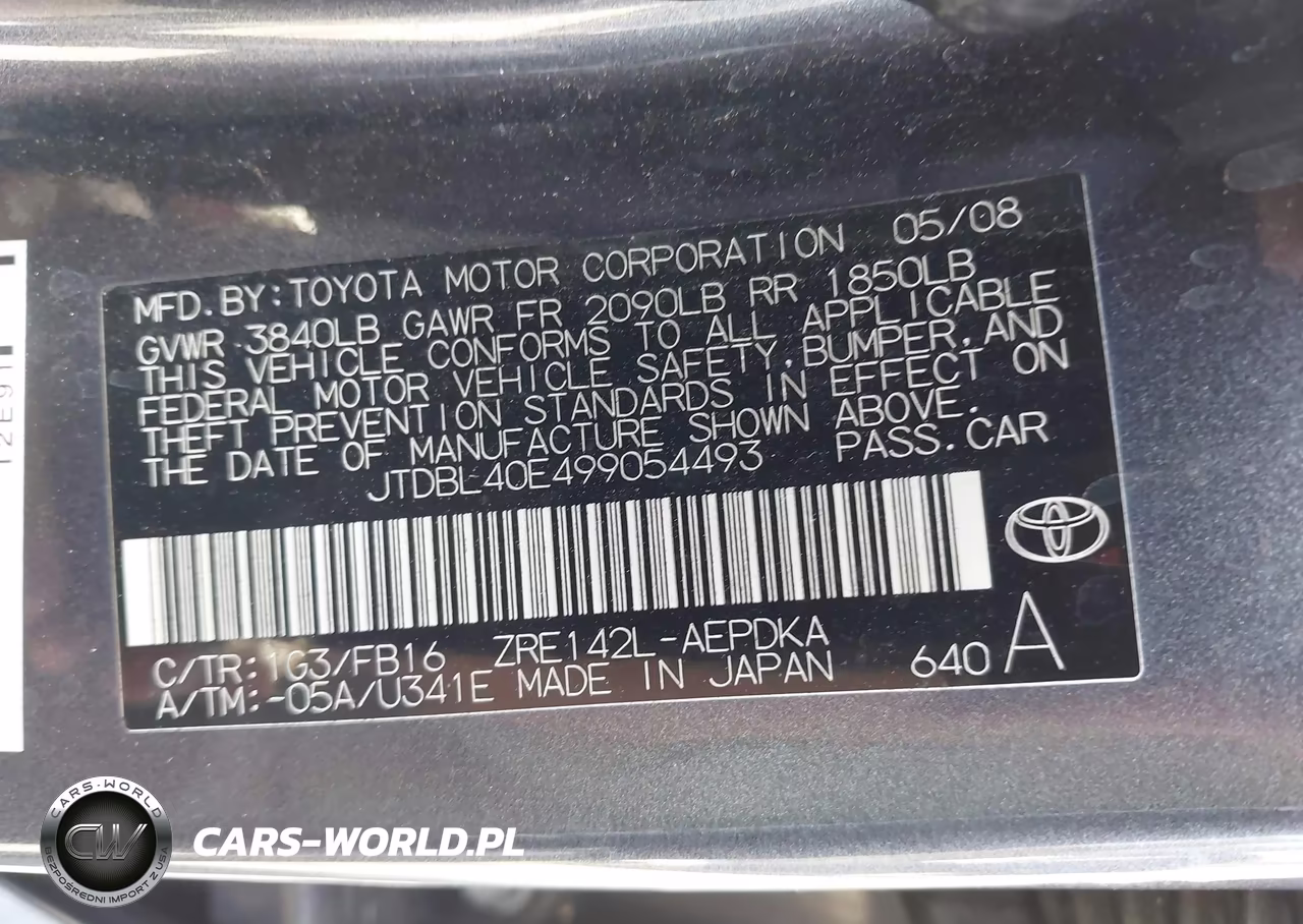 2009 Toyota Corolla Le VIN:JTDBL40E499054493 - 9