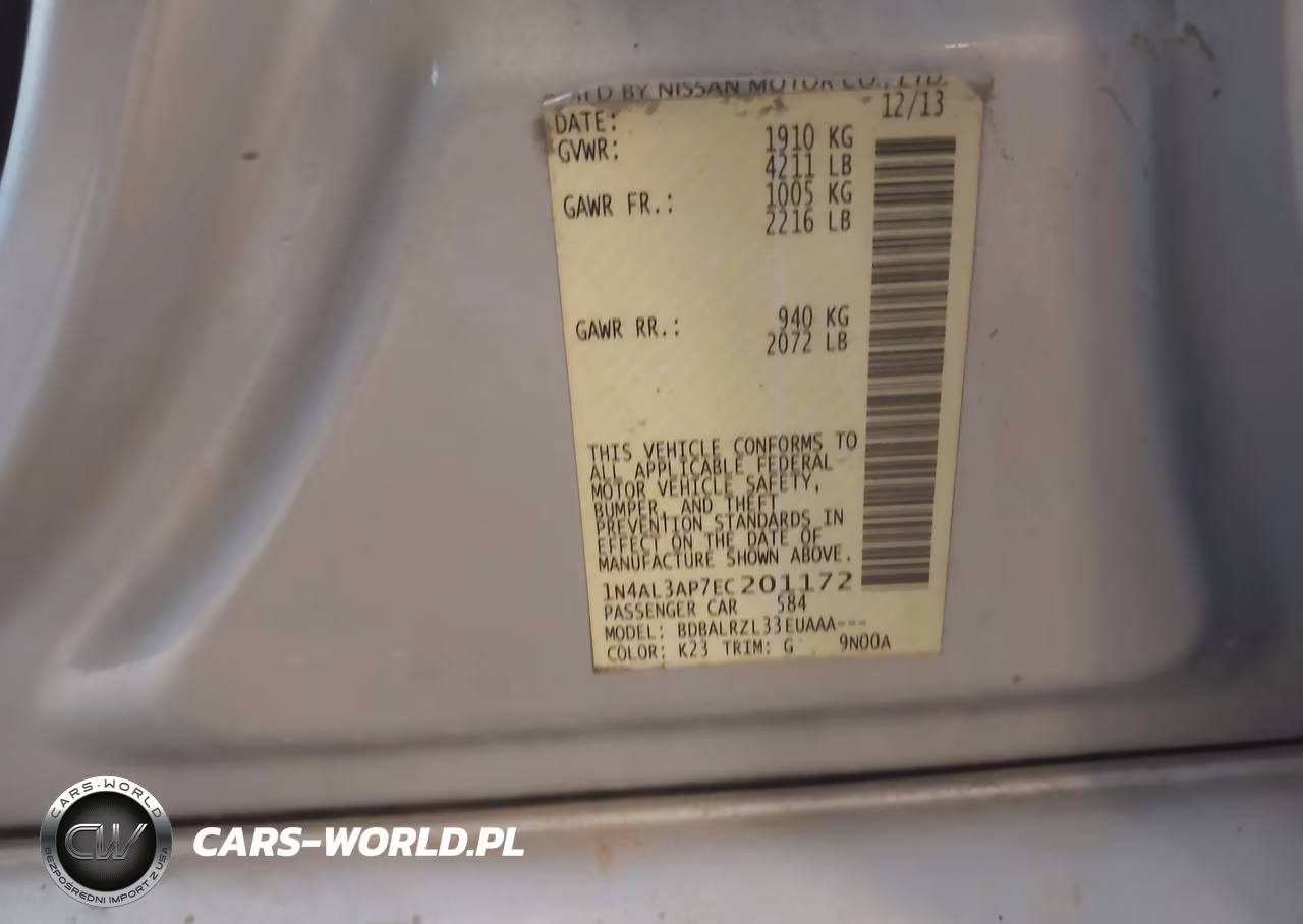 2014 Nissan Altima VIN:1N4AL3AP7EC201172 - 9
