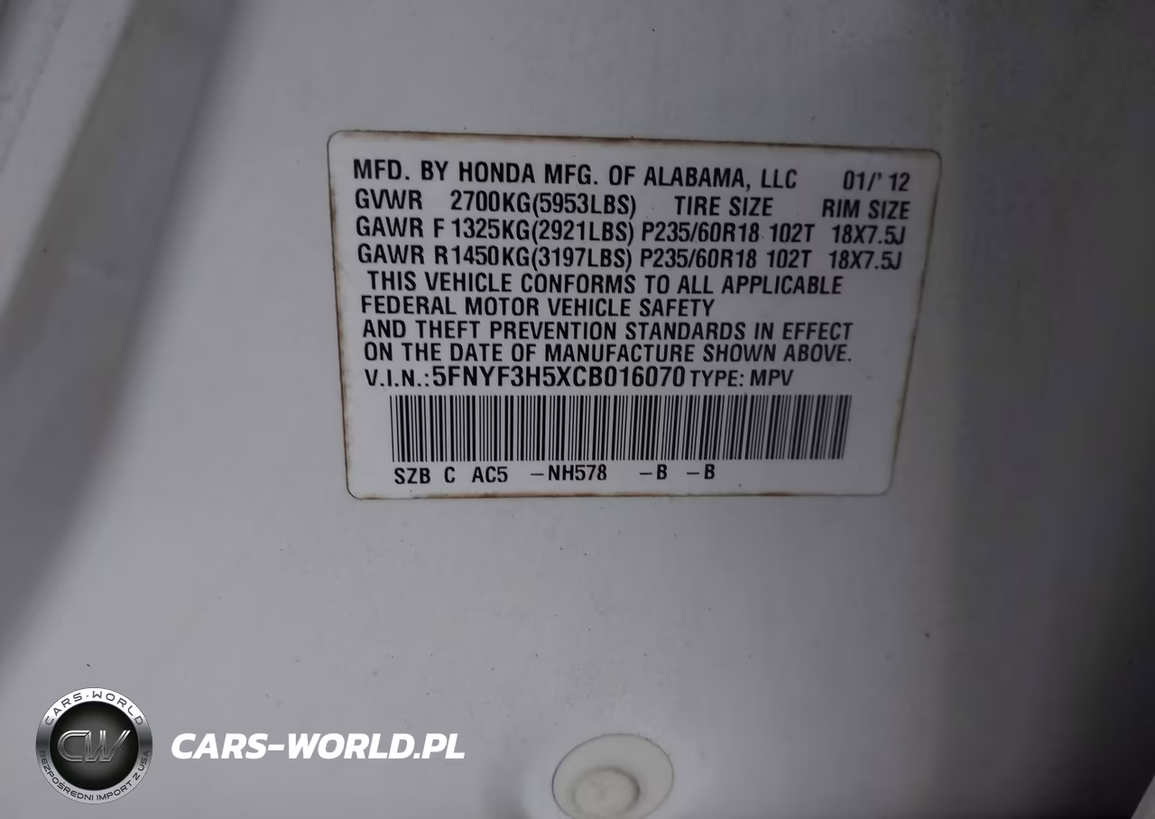 2012 Honda Pilot Ex-L VIN:5FNYF3H5XCB016070 - 9