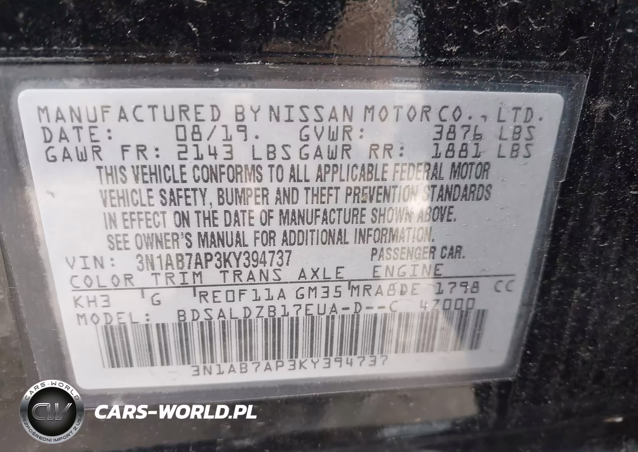 2019 Nissan Sentra Sv VIN:3N1AB7AP3KY394737 - 9