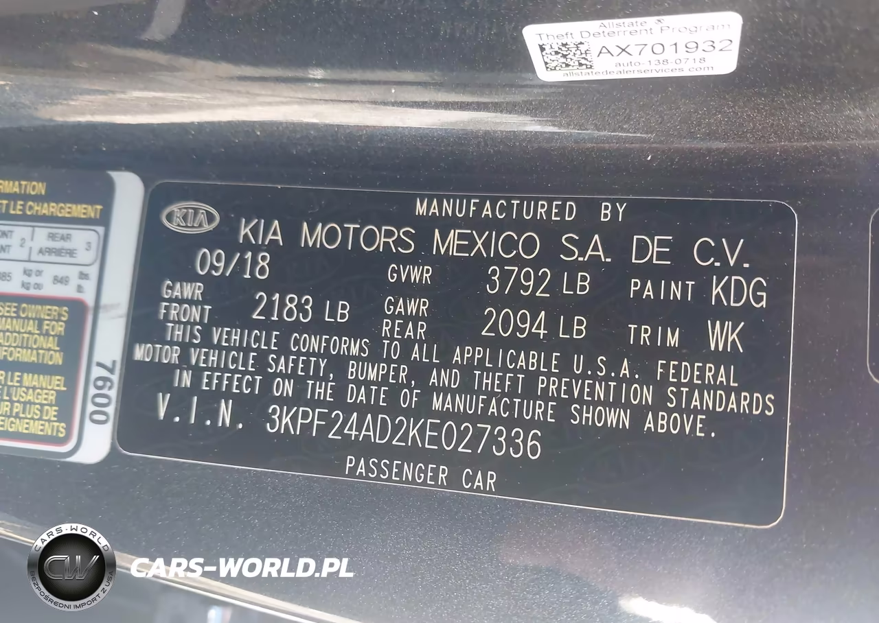 2019 Kia Forte Fe VIN:3KPF24AD2KE027336 - 9