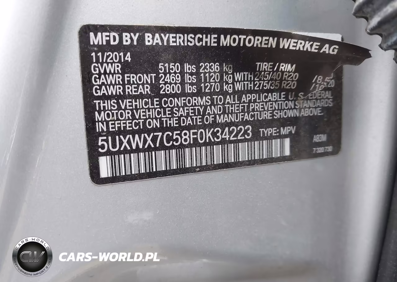 2015 BMW X3 xDrive35I VIN:5UXWX7C58F0K34223 - 9