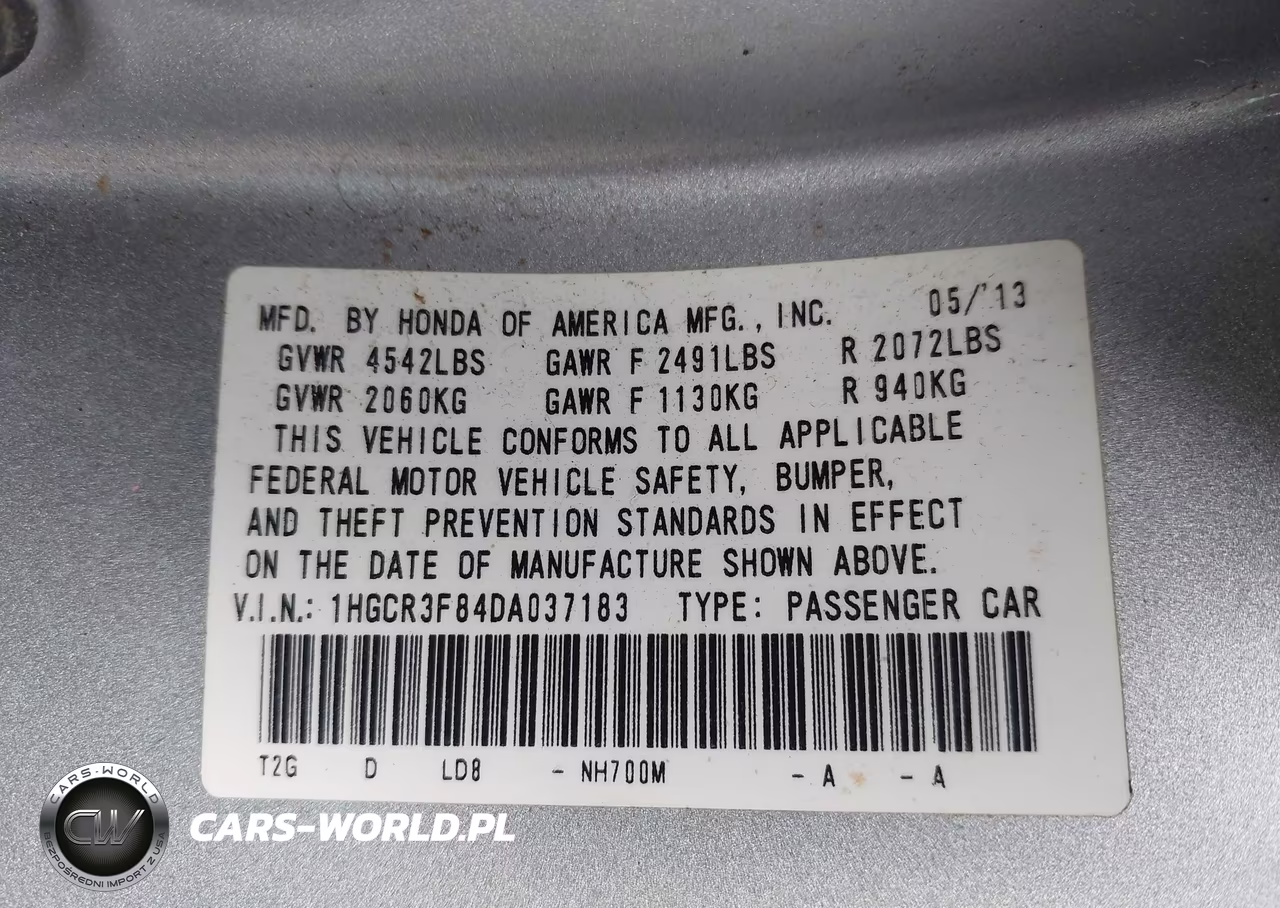 2013 Honda Accord Ex-L V-6 VIN:1HGCR3F84DA037183 - 9