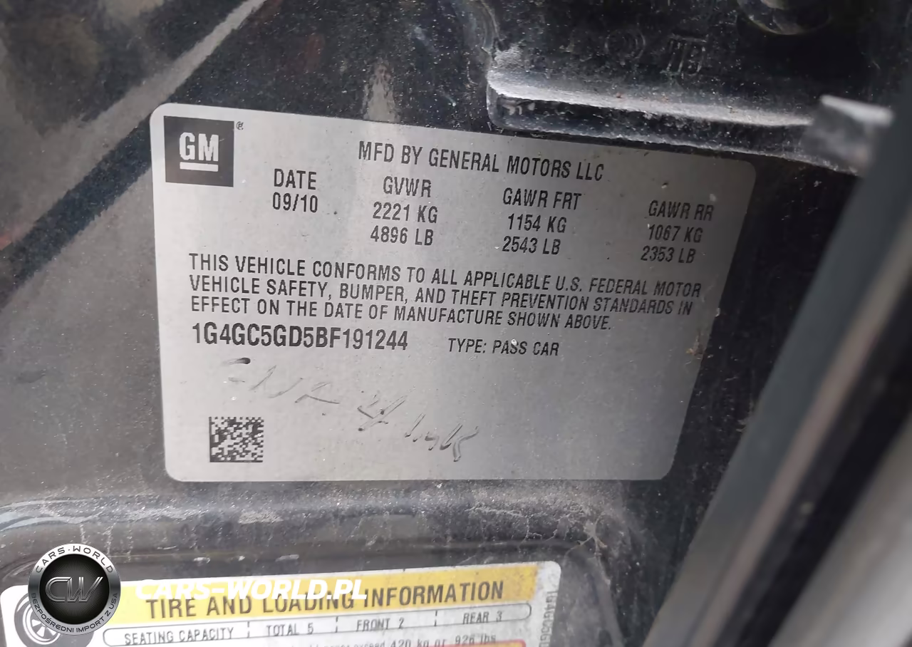 2011 Buick Lacrosse Cxl VIN:1G4GC5GD5BF191244 - 9
