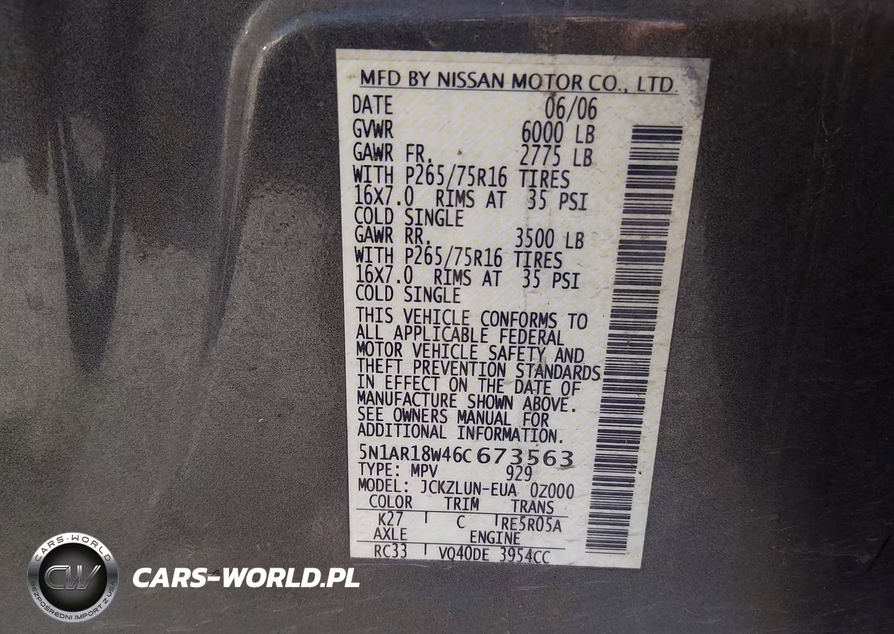2006 Nissan Pathfinder Se Off-Road VIN:5N1AR18W46C673563 - 9
