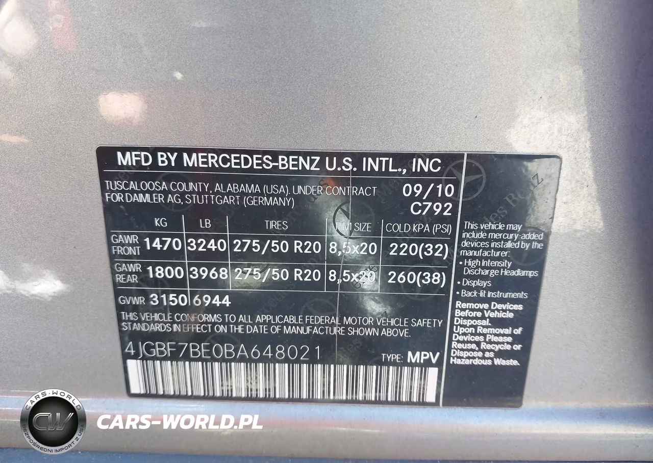 2011 Mercedes-Benz Gl 450 4Matic VIN:4JGBF7BE0BA648021 - 9
