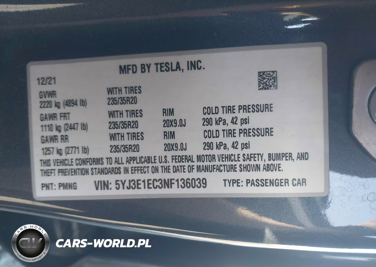 2022 Tesla Model 3 Performance Dual Motor All-Wheel Drive VIN:5YJ3E1EC3NF136039 - 9